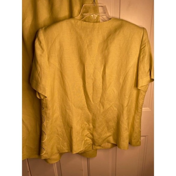 Coldwater Creek Mint Green 2-piece Blazer Skirt Embroidery Sz W18 Linen Blend - Picture 5 of 10